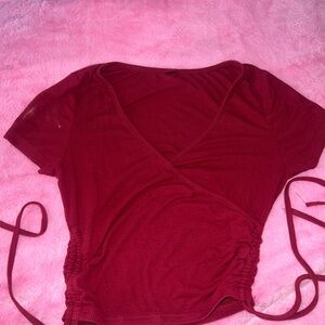 Elegant Red Wrap Top